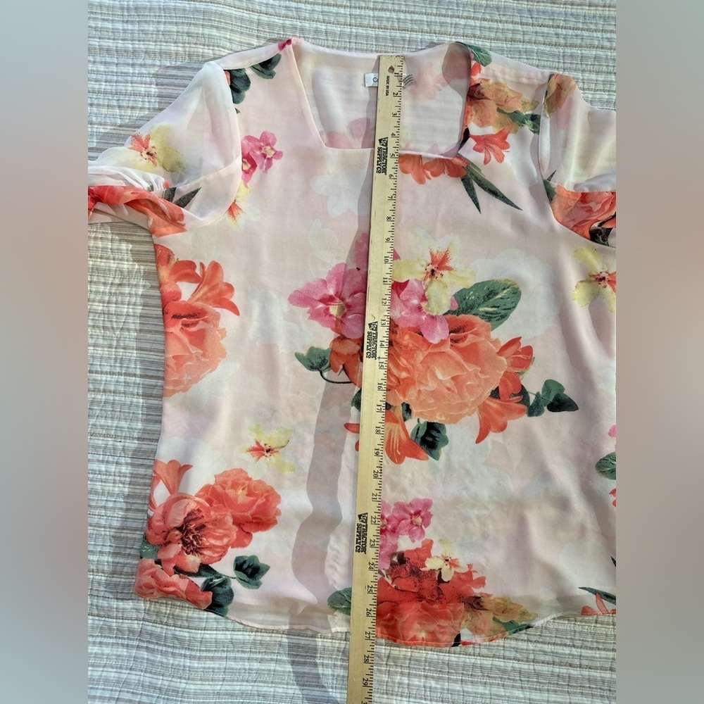 Calvin Klein Pink And Floral Flowy Top, Size L - Picture 7 of 12